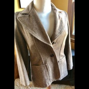 Vtg Wool Blazer Jacket Brown Suede Elbow Patch 60s